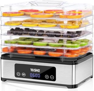 YASHE Déshydrateur Alimentaire, Séchoir à Aliments en Inox à 5 Plateaux, 400W, Minuterie et Température Réglables pour Viande Séchée, Herbes, Fruits et Friandises pour Chiens