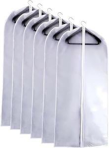 Pack of 6 Garment Bag Clear Dust Bags Cover Moth Proof Zippered Breathable for Clothes Storage Suits Dress Dance