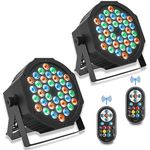 AKOZLIN 36 LEDs DJ Par Lights 2 Packs with Remote DMX Control Par Lighting for Stage LED Stage Lights RGB Strobe Uplights for DJ Disco KTV Party