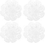 Uxcell Fabric Coasters, 4pcs 5" - Cotton Woven Crochet Doilies, Lace Embroidery Cup Mat with Floral Pattern for Wedding Party Decoration (White)