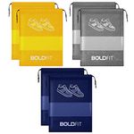 Boldfit Shoe Bag for Travel & Storage Travel Organizer for Women & Men Travel Accessories Shoe Organizer Shoe Bags Pouches Travel Shoe Cover, Essentials - Pack of 6 Shoe Pouch (Blue, Yellow, Grey)