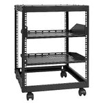 VEVOR 12U Open Frame Server Rack, 15''-40'' Adjustable Depth, Free Standing or Wall Mount Network Server Rack, 4 Post AV Rack with Casters, Holds All Your Networking IT Equipment AV Gear Router Modem