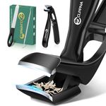 Toe Nail Clippers for Thick Nails for Seniors, CLPPNA Long Handled Angled Head Toenail Clippers for Elderly with Wide Jaw Opening, Sharp Cutter Professional Nail Clippers with Catcher for Men Women