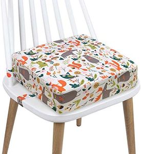 AOIEORD - Silla elevadora de lona, lavable, 2 correas, hebilla de seguridad, elevador de asiento infantil para mesa de comedor, asientos de refuerzo portátiles (animales blancos)