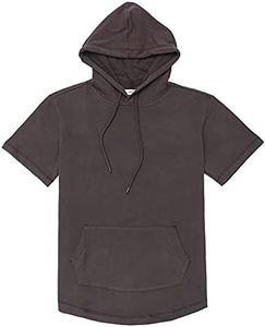 Dubinik®Short Sleeve Hoodie Lightweight Soft Cotton Moisture Wicking Kangaroo Pocket Short Sleeve Hoodie For Men Brown