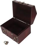 Treasure Chest Storage Box, Beautiful Multipurpose Exquisite Handcraft Vintage Compact Wood Treasure Box with Combination Lock for Decorations (Vintage Red)