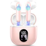 Wireless Earbuds, 2024 Bluetooth 5.4 Headphones-Deep Bass Stereo Ear Buds with ENC Noise Canceling Mic, 50Hrs Bluetooth Earbuds-Clear Call/LED Displays, IP7 Waterproof Earphones Wireless Android-Pink