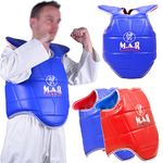 MAR | Child-M Reversible Boxing Chest Guard, MMA Karate TKD Muay Thai Boxing Body Protector, Taekwondo Vest, Chest Protector, Martial Arts Body Armour, Sparring Training, Adjustable Strike Shield