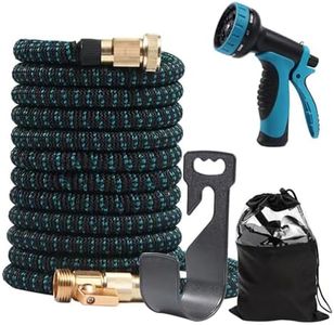Expandable Garden Hose 50ft Water Hose with 10 Function Nozzle, Lightweight & No-Kink Flexible Garden Hose, 3/4 inch Solid Brass Fittings
