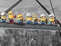 Pyramid International Despicable Me Minions Lunch On A Skyscraper 60x80cm Canvas Print, Multi-Colour