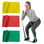 TheraBand Resistance Band Set, Professional Latex Elastic Bands for Upper & Lower Body & Core Exercise,Yellow & Red & Green