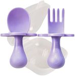 Grabease Toddler Forks Baby Feeding Set Baby Utensils Baby Fork, Plastic - BPA-Free & Phthalate-Free for Baby & Toddler, 1 Set, Lavender