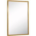 Hamilton Hills Commercial Grade Contemporary Industrial Strength Wall Mirror Metal Rectangle With Mirrored Glass Vanity, Entrance, Bedroom, Or Restroom Horizontal & Vertical 61cm x 91cm Brushed Gold