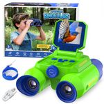 Binoculars Kids with Night Vision, Ahalfcit Kids Binoculars 2.4" HD Screen &10X Zoom for Photo and Video - Outdoor Adventure Binoculars Bird Watching, Camping, Hiking, Gifts for Kids Ages 4+ (Green)