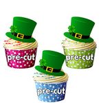 AK Giftshop PRECUT St Patricks Day Irish Top Hat Cupcake Toppers Edible Cake Decorations (Pack of 12)