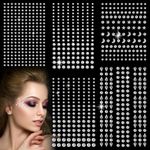 Soodyoow 850 Pcs Face Gems, 5 Sheets Gem Stickers, Rhinestones for Clothes, Gems for Crafting, Rhinestone Sticker for DIY, Facial Nail Makeup Decoration