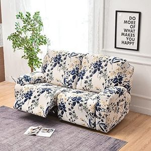 Reclining Sofa Cover 6-Piece Stretch Printed Recliner Slipcover Chair Covers Non Slip 2 Seater Recliner Couch Cover Soft Recliner Protector with Storage Pocket Washable (Color : #28)