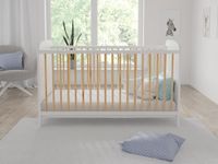 Love For Sleep MADDOX Nursery Baby Cot Bed 140x70cm Toddler Bed Converts into a Junior and Sofa Bed with included Safety Wooden Barriers (White/Pine)