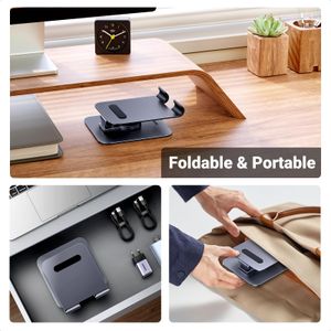 UGREEN Adjustable Swivel Tablet Stand – Foldable Desk Holder for iPad, iPhone, Galaxy, Surface, Portable Monitors