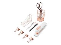 U Brands Desktop Accessory Kit, Office Supplies Set, Rose Gold, 10-Piece - 2106U00-01