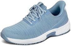 Orthofeet Women's Orthopedic Knit Kita Hands-Free Sneakers, Blue, 7 Medium