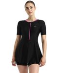 Speedo Women's Endurance10 Closedback Sleeved Swimdress with Boyleg Swimming Costume | Chlorine Resistance | Shape Retention Fabric | UPF 40+ Sun Protection | Removable Bra Pads