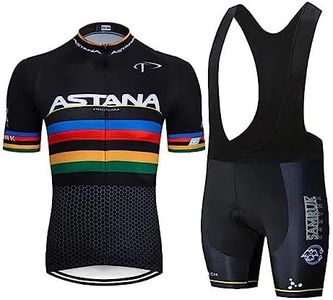 Hombres Jersey + Pantalones Cortos Mangas Cortas de Ciclismo Ropa Maillot Transpirable para Deportes al Aire Libre (L)