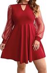 TATAIYA Women's Plus Size Flared Elegant Dress (PLS001_Red_3X-Large)