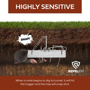 REPELEM Flat Bottom Mole Trap, 10-Pack – Durable Pest Control