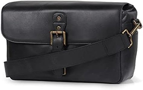 MegaGear MG1331 Genuine Leather Camera Messenger Bag for Mirrorless, Instant and DSLR Cameras - Black