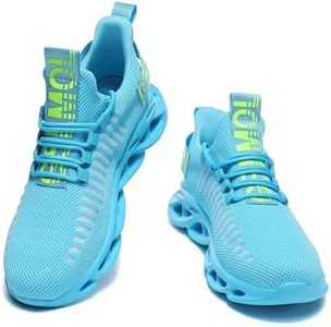 GSLMOLN Outdoor Breathable Mesh Knited Jogging Athletic Running Shoes Sky Blue Size 5-5.5