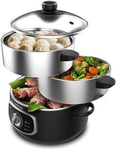 Cecotec Cuiseur à Vapeur électrique Vapovita 3000 INOX, 3 paniers indépendants, Bol de Cuisson du Riz, Supports de Cuisson des œufs, Minuterie de 60 minutes, 2 Entrées d'Eau Latérales, Gris, 800 W