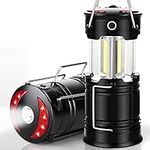 2 Pack Camping Lanterns Camping Accessories USB Rechargeable and Battery Powered 2-in-1 LED Lanterns, Hurricane Lights with Flashlight and Magnet Base for Camping, Hiking, Emergency, Outage