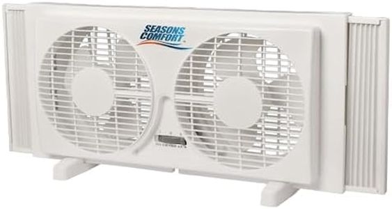 Seasons Comfort Twin Window Fan, Reversible Airflow Control, 9 Inch, 2 Speeds, Expandable, Exhaust, Dual Fan - Ideal for Home, Kitchen, Bedroom & Office