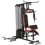 SPORTNOW Multi Gym Workout Station with 65kg Weight Stack, Sit Up Bench, Push Up Stand, Dip Station, Adjustable, for Home Gym, Full Body Strength Training