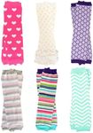 juDanzy 6 Pairs of Solid Baby, Toddler and Child Leg Warmers (Hearts, Stripes, Dots, Chevron, Designs, Mermaid, One Size)