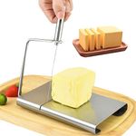 Topyond Cheese Cutter Board Stainless Steel, Household Anti Corrosiveness Cheese Cutter, 6PCS Cutting Wire Included,Heavy Duty Cheese Slicer for Block Cheese