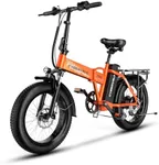 1000W Folding Electric Bike, 48V 20.8AH Large Removable Battery E-Bike, 30+MPH, 80 Miles Max Range, 20" Fat Tire Electric Bike for Adults, Adult Electric Bicycles Commute E-Bikes For Women/Men(Orange)