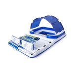 Bestway Hydro-Force Tropical Breeze 6 Person Inflatable Floating Party Island, Water Float Lounger with 6 Cup Holders, Backrests, and Sun Shade