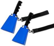 Mingzhe 2 Pack Cowbell with Handle Noise Makers for Football Games Ranch Sports Events Party Concert 9 Inch Cow Bell with Wrist Strap Percussion Musical Instrument Iron Decorations School Hand Bells