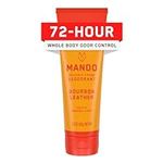 Mando Whole Body Deodorant For Men - Invisible Cream - 72 Hour Odor Control - Aluminum Free, Baking Soda Free, Skin Safe - 3 Ounce Tube (Bourbon Leather)