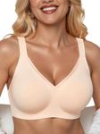 PoseFree Supportive Bras for Women Wireless Full Coverage Jelly Bra Wide Strap Back Smoothing Comfort for Heavy Bust Daily Errands Shopping Nude 2XL