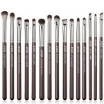 Jessup Eye Makeup Brushes Set Professional 15pcs Brown Eyeshadow Brush Eyebrow Concealer Eyeliner Blending Brush for Makeup Premium Synthetic Eye Brush Set, T499