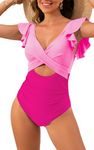 LONTANO One Piece Bathing Suit for Women Ruffle swimsuits for women Tummy Control Swimming suits for women with Removable Padded