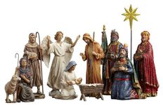 Set of 11 Nativity Figurines with Real Gold - 10 inch Scale