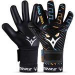 EAGLE STRIKE Goalkeeper Goalie Gloves| Soccer Gloves with Wrist Support | Football Goal Keeper Gloves for Adults, Youth, and Junior for Professional Football Training (Black, 11)