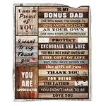 SIOQCKIS Bonus Dad Blanket Gift for Steppe Up Dad Throw Blanket 80"x60", Father Day Christmas Birthday Gift for Bonus Dad