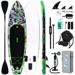 FunWater SUP Inflatable Stand Up Paddle Board Ultra-Light Inflatable Paddleboard with SUP Accessories, Fins, Adjustable Paddle, Pump, Backpack, Leash, Waterproof Phone Bag, Kayak Seat (Black)