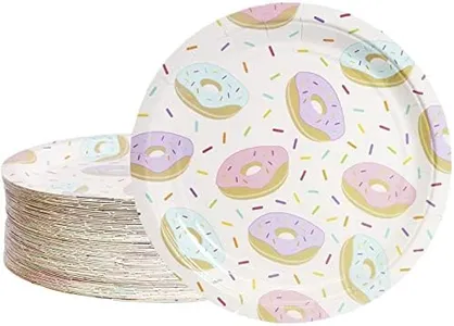 BLUE PANDA Donut Party Supplies, Sprinkle Plates (9 inches, 80 Pack)