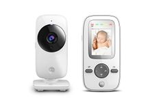 Motorola MBP481A Video Baby Monitor with Handheld Parent Unit High Sensitivity Microphone Infared Night Vision Digital Zoom 370773, Silver